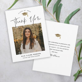 Tarjeta De Agradecimiento Graduación simple de guiones en blanco y negro