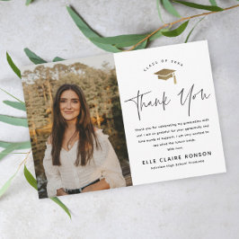 Tarjeta De Agradecimiento Graduación simple de guiones en blanco y negro