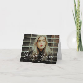 Tarjeta De Agradecimiento Graduación simple de la foto del guión