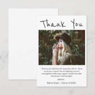 Tarjeta De Agradecimiento Graduación simple de la fotografía de escritura a 