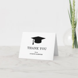 Tarjeta De Agradecimiento Graduación simple de la placa mortero blanca y neg