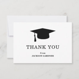 Tarjeta De Agradecimiento Graduación simple de la placa mortero blanca y neg