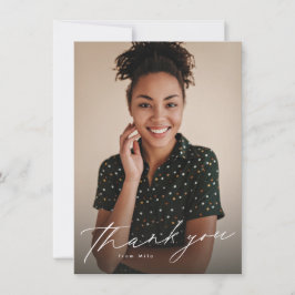 Tarjeta De Agradecimiento Graduación simple de letra elegante con dos fotos