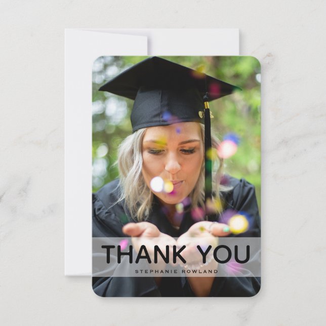 Tarjeta De Agradecimiento Graduación simple de mensajes de foto y Personaliz (Anverso)