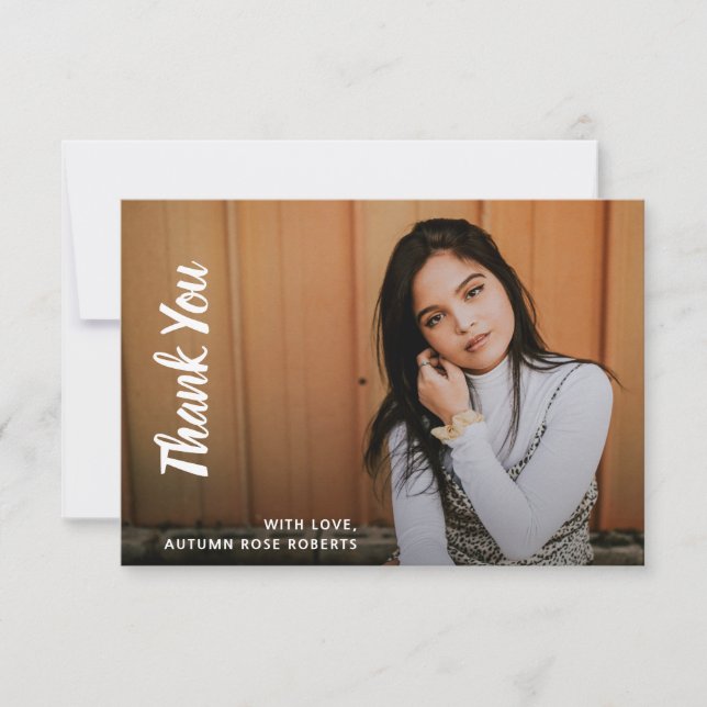 Tarjeta De Agradecimiento Graduación simple fotográfica moderna (Anverso)