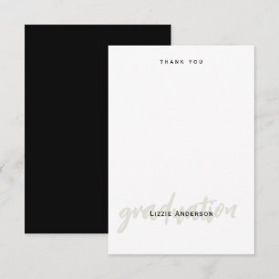 Tarjeta De Agradecimiento Graduación simple personalizada en blanco B/W Grac