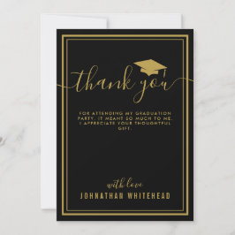 Tarjeta De Agradecimiento Graduación Simple Photo Black