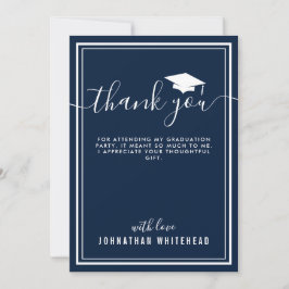 Tarjeta De Agradecimiento Graduación Simple Photo Navy Blue