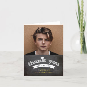 Tarjeta De Agradecimiento Graduación Sketch Chalkboard Photo You Card