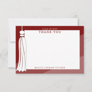 Tarjeta De Agradecimiento Graduación Tassel Dark Red Ombre Gracias