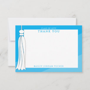 Tarjeta De Agradecimiento Graduación Tassel Sky Blue Ombre Gracias