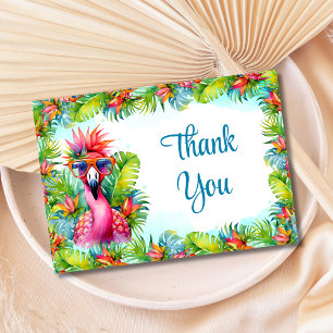 Tarjeta De Agradecimiento Graduación Tropical Luau Flamingo Gracias