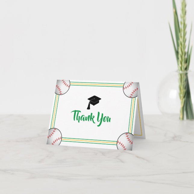 Tarjeta De Agradecimiento Graduación verde y de oro (Anverso)