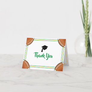 Tarjeta De Agradecimiento Graduación verde y de oro