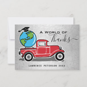 Tarjeta De Agradecimiento Graduación Vintage Truck Grad Cap World