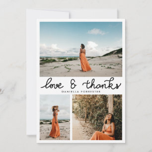 Tarjeta De Agradecimiento Graduado Amor Y Gracias Escribir Tres Fotos