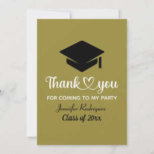 Tarjeta De Agradecimiento Graduado Cap Gracias Por Venir A Mi Fiesta