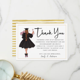 Tarjeta De Agradecimiento Graduado Chica de acuarela moderna y personalizada