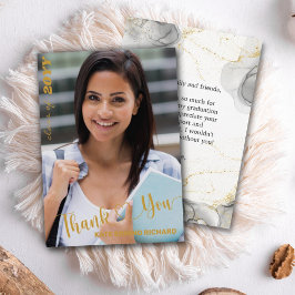 Tarjeta De Agradecimiento Graduado de Corazón de Escritura de Fotos Moderna 