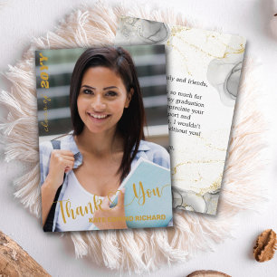 Tarjeta De Agradecimiento Graduado de Corazón de Escritura de Fotos Moderna 