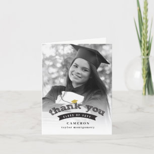 Tarjeta De Agradecimiento Graduado de fotografía de la capa de dibujo negro