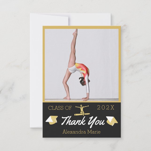 Tarjeta De Agradecimiento Graduado de gimnasta Clase de graduación de Modern (Anverso)
