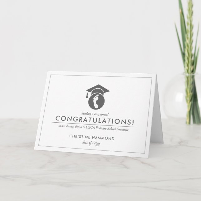 Tarjeta De Agradecimiento Graduado de la Escuela de Podiatría | Felicitacion (Anverso)