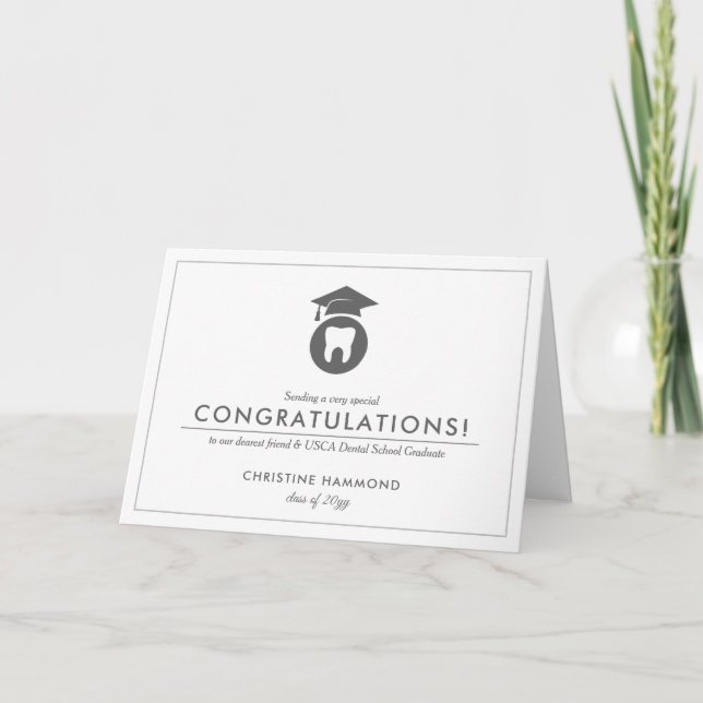 Tarjeta De Agradecimiento Graduado de la escuela dental | Saludos limpios +  (Anverso)