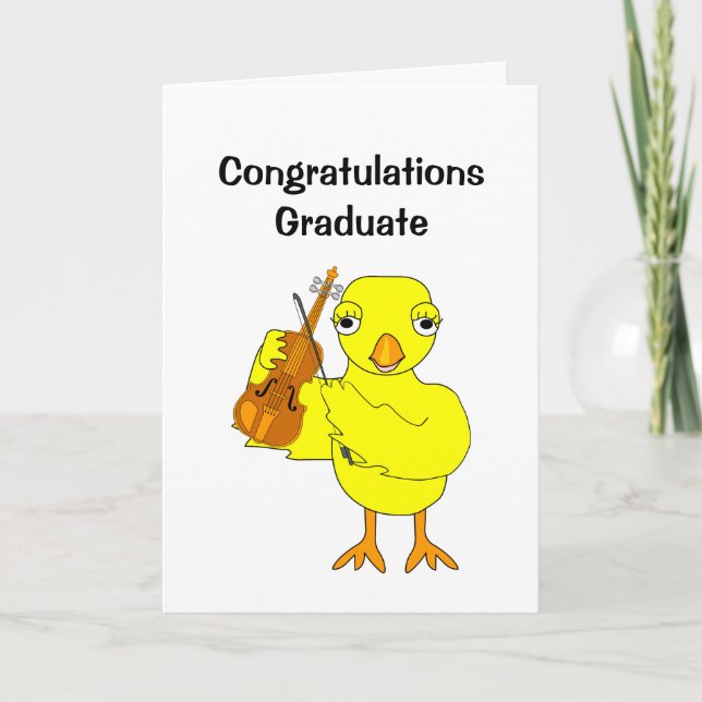 Tarjeta De Agradecimiento Graduado de pollo de violín (Anverso)