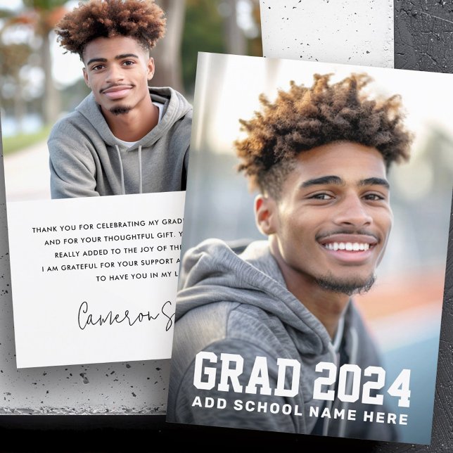 Tarjeta De Agradecimiento Graduado de posgrado (Graduation grad year photo graduate thank you card)