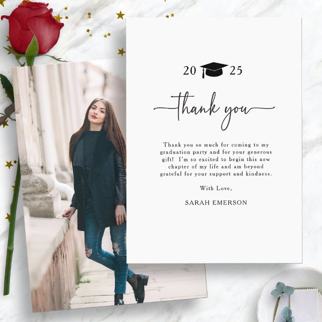 Tarjeta De Agradecimiento Graduado elegante (Elegant Graduate Photo Thank You Card by Painted Paperie
)
