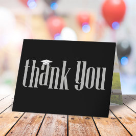 Tarjeta De Agradecimiento Graduado Gracias A La Tipografía De Fotografía Neg