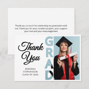 Tarjeta De Agradecimiento Graduado Moderno de la CLASE de 2026 Foto Graduado