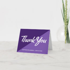 Tarjeta De Agradecimiento Graduado Morado Negrita Escritura Icono Gorra Retr