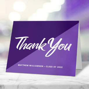 Tarjeta De Agradecimiento Graduado Morado Negrita Escritura Icono Gorra Retr