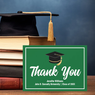 Tarjeta De Agradecimiento Graduado personalizado de Green White