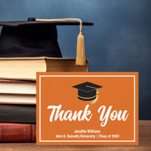 Tarjeta De Agradecimiento Graduado personalizado de naranja blanco 2025