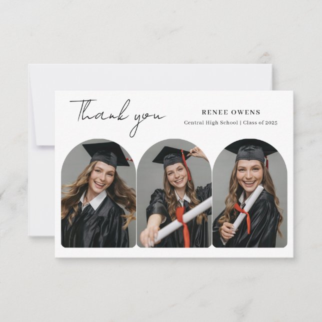 Tarjeta De Agradecimiento Graduate Arch Photo Graduation (Anverso)