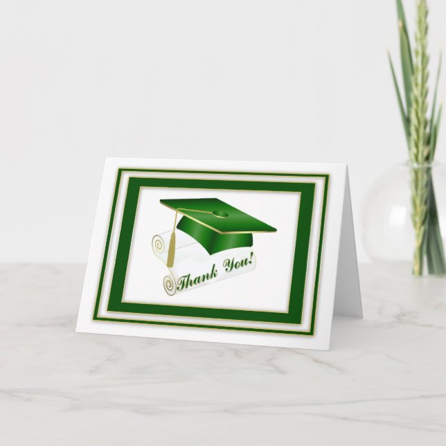 Tarjeta De Agradecimiento Graduate Green Gracias (Anverso)