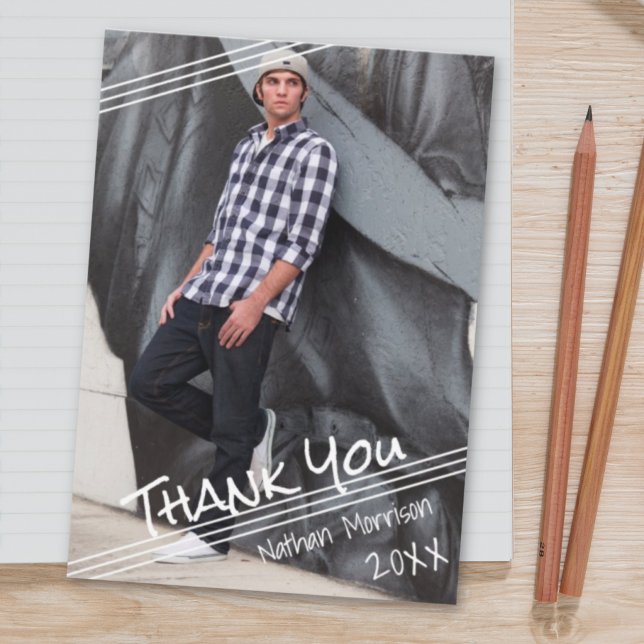 Tarjeta De Agradecimiento Graduate Hand Lettered Gracias | Una foto (Subido por el creador)