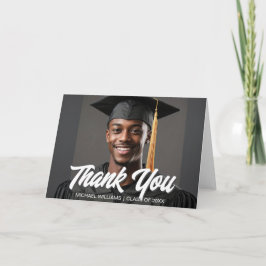 Tarjeta De Agradecimiento Graduate Photo Bold Script Overlay Graduation