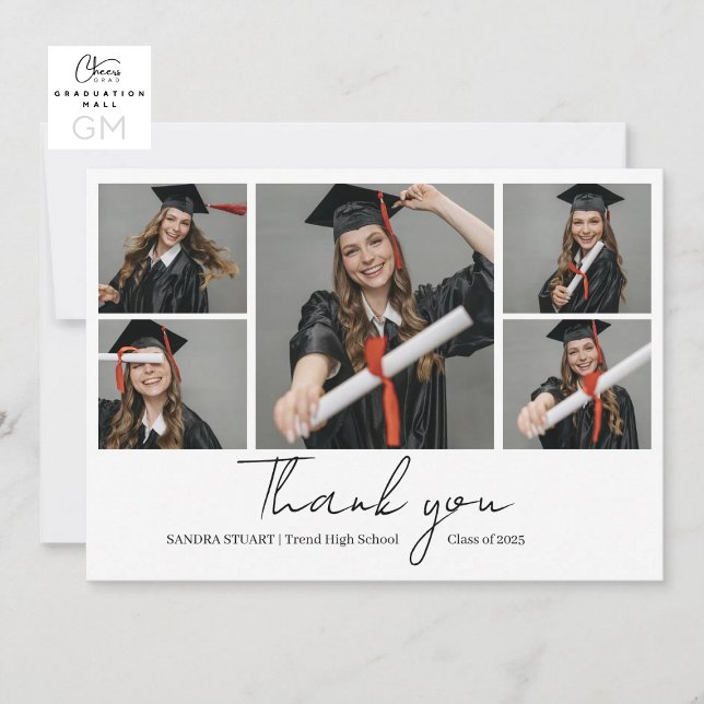 Tarjeta De Agradecimiento Graduate Photo Collage Graduation (Graduate Photo Collage Graduation Thank You Card)
