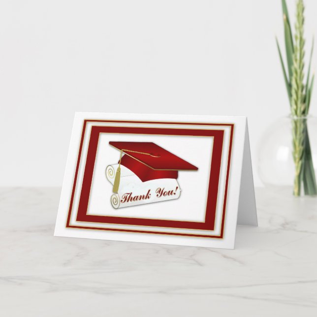 Tarjeta De Agradecimiento Graduate Red Gracias (Anverso)