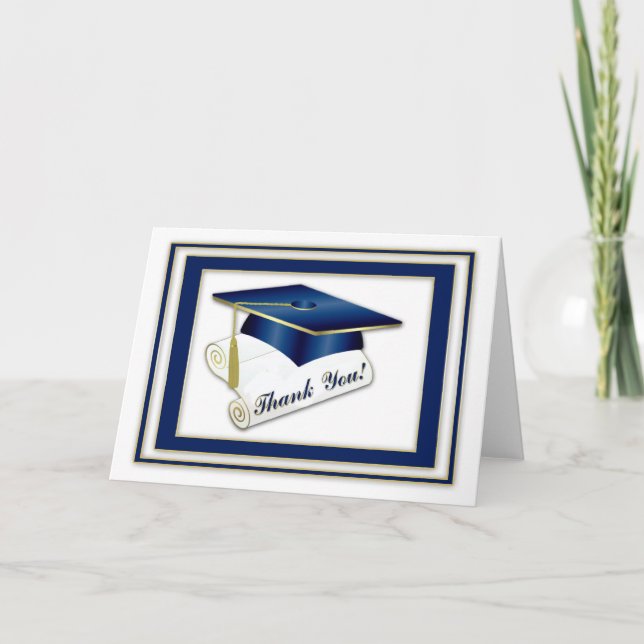 Tarjeta De Agradecimiento Graduate Royal Blue Gracias (Anverso)