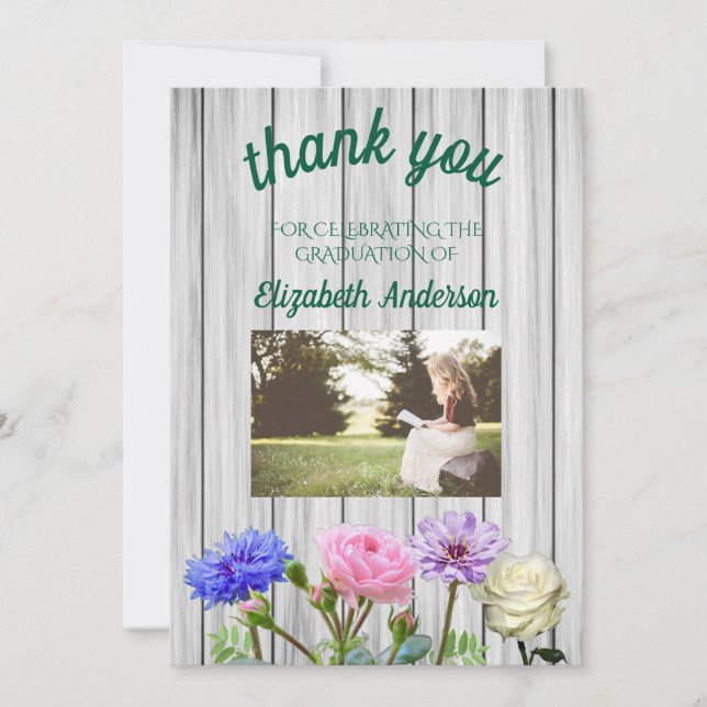 Tarjeta De Agradecimiento Graduation Garden Party (Anverso)