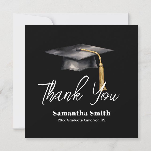 Tarjeta De Agradecimiento Graduation Party Flat Thank You Card (Anverso)