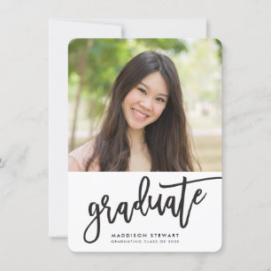 Tarjeta De Agradecimiento GRADUATION PARTY foto simple caligrafía negra