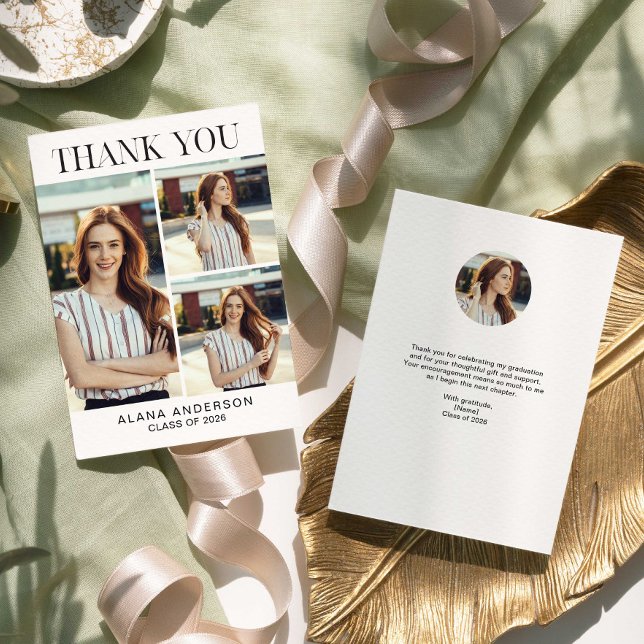 Tarjeta De Agradecimiento Graduation Thank you Photo Collage Modern Class (Subido por el creador)