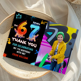 Tarjeta De Agradecimiento Graffiti 6 7 Meme Tendencia Seis Siete Cumpleaños 