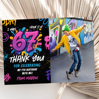 Tarjeta De Agradecimiento Graffiti 6 7 Meme Trend Six Seven Birthday Photo